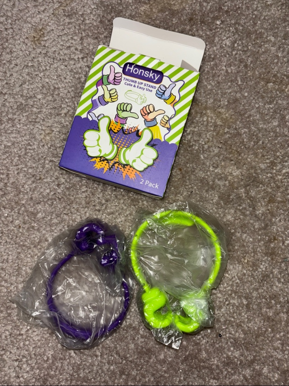 Thumb-Grip Silicone phone Holders - Purple & Neon Green bundle of two nwt - Picture 6 of 7